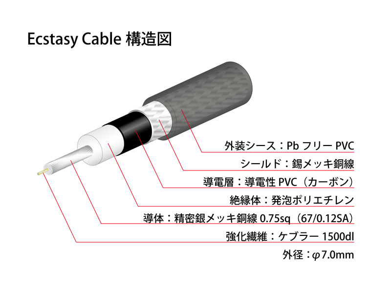 消費税無し OYAIDE/Ecstasy Cable SS/7.0 ケーブル